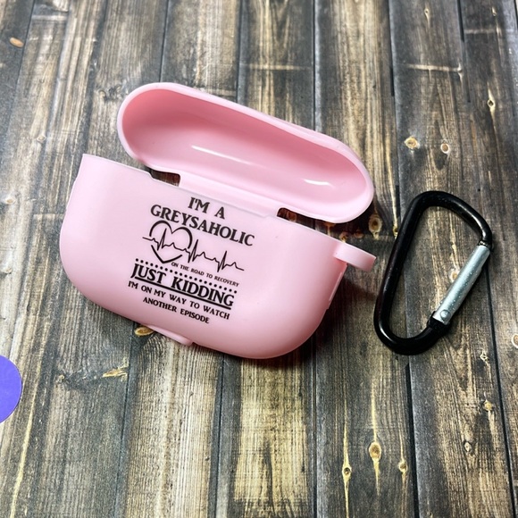 5for$10 Pink Grey’s Anatomy Shockproof Protective Silicone For AirPods Case Pro - Picture 4 of 5